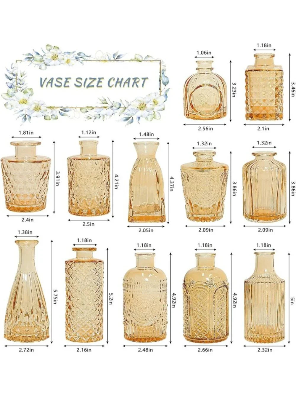 Set of 12 Small Gold Amber Glass Bud Vases - Elegant Flower Decor for Home